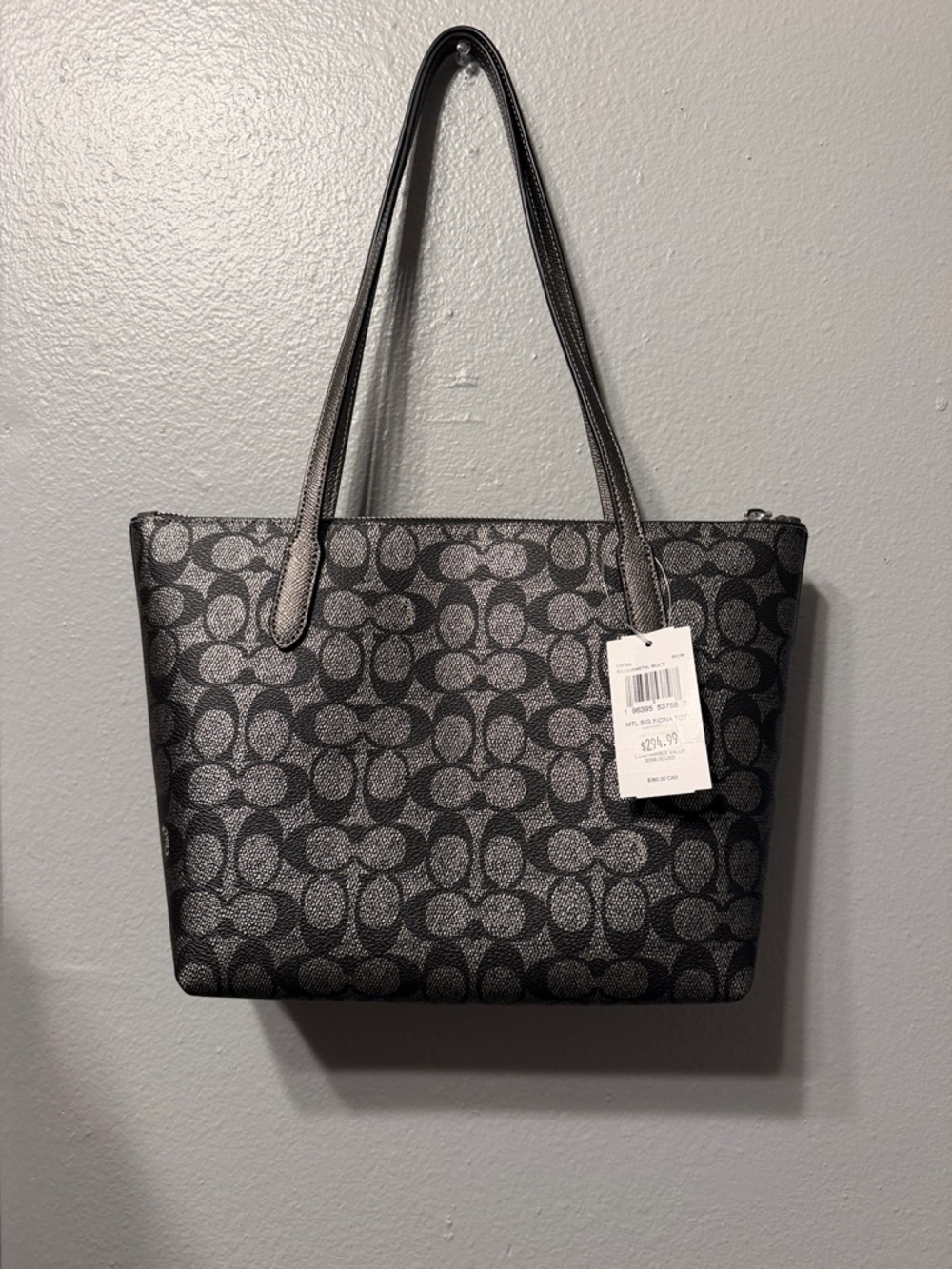 Coach Black & Gray Signature Tote - Picture 2 of 5